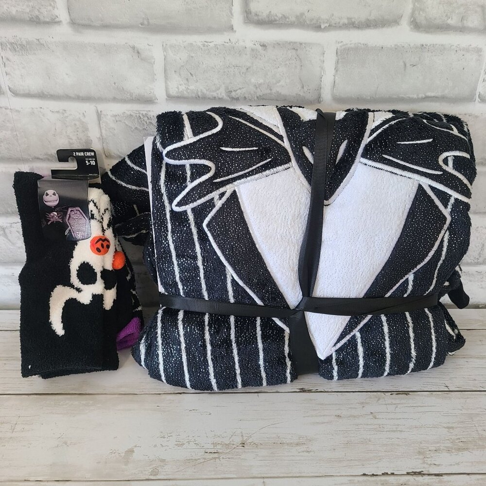 Nightmare Before Christmas Hooded Robe and Socks Set New Halloween m/l